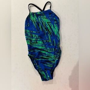 Dolfin Blue Green and Black one piece swimsuit. Size 26.